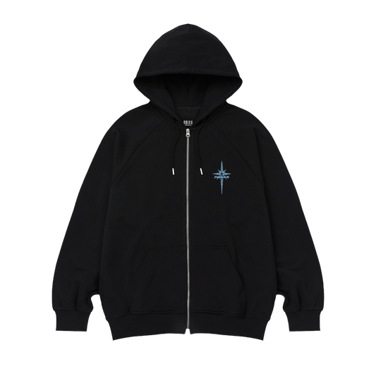 BLACK HOOD ZIP-UP